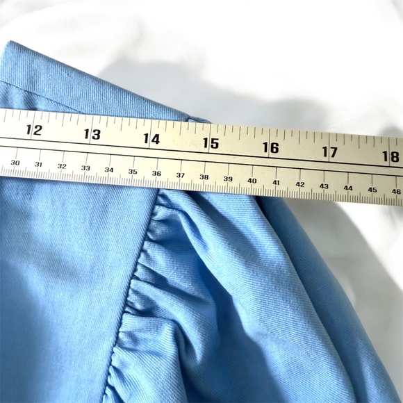 REISS Jennah Puff Sleeve Cut Out Back Midi Dress in Blue UK Size 10 NWT - Picture 3 of 8